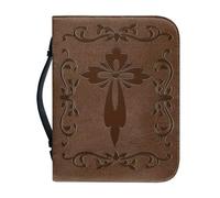 PCSJRKG Borsa per libri biblici in pelle PU per donne con stampa a croce della chiesa, lascia che la tua fede sia più grande la tua paura, custodia per bibbia borsa da trasporto con manico per