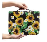 PCSJRKG Copertina per bibbia con margherite girasole, per donne, ragazze, borsa per la Bibbia in pelle di grandi dimensioni standard con tasche, copertina per libri con cerniera, diario biblico per