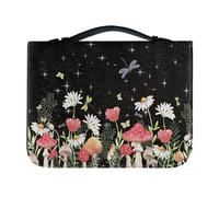 PCSJRKG Custodia per il trasporto della Bibbia Galaxy per studenti delle scuole medie, custodia in pelle PU con scomparti per penne e tasca, borsa per bibbia standard e grande (fungo)