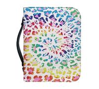 PCSJRKG Custodia per il trasporto della Bibbia per ragazzi e ragazze, grande borsa in pelle con tasca e cerniera, leopardo tie dye - multicolore, XL, Tie Dye Leopard - Multicolore, x-large