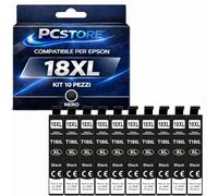 PcStore 10 Cartucce Compatibili Epson 18XL Nero T1811 (10 Pezzi) Alta Capacità per XP-30 XP-102 XP-202 XP-205 XP-212 XP-215 XP-225 XP-302 XP-305 XP-312 XP-315 XP-322 XP-325 XP-402 XP-405 XP-412 XP-415