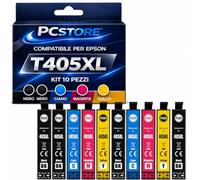 PcStore 10 Cartucce Compatibili Epson T405XL 4 Nero 2 Ciano 2 Magenta 2 Giallo Multipack XL per WorkForce Pro WF-3820DWF WF-4820DWF WF-4830DTWF WF-7840DTWF