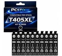 PcStore 10 Cartucce Compatibili Epson T405XL Nero XL Alta Capacità per WorkForce Pro WF-3820DWF WF-3825DWF WF-4820DWF WF-4825DWF WF-4830DTWF WF-7830DTWF WF-7835DTWF WF-7840DTWF