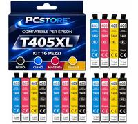 PcStore 16 Cartucce Compatibili Epson T405XL 4 Serie Complete 4 Nero 4 Ciano 4 Magenta 4 Giallo per WorkForce Pro WF-3820DWF WF-4820DWF WF-4830DTWF WF-7840DTWF