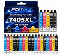 PcStore 20 Cartucce Compatibili Epson T405XL Multipack XL 8 Nero 4 Ciano 4 Magenta 4 Giallo per WorkForce Pro WF-3820DWF WF-4820DWF WF-4830DTWF WF-7840DTWF