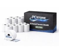 PCSTORE - 20 Rotoli Carta Termica 80x80 mm - BPA Free - Scontrini POS e Registratori di Cassa - Uso Professionale
