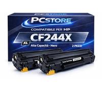 PcStore 2X Toner Compatibili HP CF244X 44X Nero Alta Capacità 2.000 Pagine Cad con Chip - per LaserJet Pro M15 M17 M28 M29 M30 M31 - Kit Convenienza Doppio Risparmio
