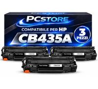 PcStore 3 Toner CB435A 35A Compatibili per HP LaserJet P1005 P1006 P1007 P1008 P1009 - Nero - Kit 3 Pezzi - 6.000 Pagine