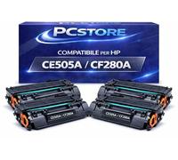 PcStore 4 Toner Compatibili CE505A CF280A Nero Alta Resa, Cartuccia Toner per HP LaserJet P2035 P2055 Pro 400 M401 M425, Compatibile con Stampanti Laser HP, Nero Intenso, Facile Installazione