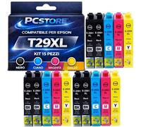 PcStore Cartucce Compatibili con Epson 29XL, 15 Pezzi, Nero, Ciano, Magenta, Giallo, Alta Capacità per XP-235 XP-330 XP-432 XP-445