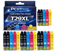 PcStore Cartucce Compatibili con Epson 29XL, 20 Pezzi, Nero, Ciano, Magenta, Giallo, Alta Capacità per XP-235 XP-245 XP-255 XP-330 XP-332 XP-335 XP-342 XP-345 XP-430 XP-432 XP-435 XP-442 XP-445