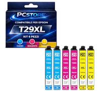 PcStore Cartucce Compatibili con Epson T29XL, Kit 6 Pezzi, 2 Ciano, 2 Magenta, 2 Giallo, per XP-235 XP-245 XP-255 XP-330 XP-332 XP-335 XP-342 XP-345 XP-430 XP-432 XP-435 XP-442 XP-445