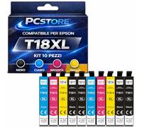 PcStore Cartucce Compatibili Epson 18XL (10 Pezzi: 4 Nero 2 Ciano 2 Magenta 2 Giallo) per XP-30 XP-102 XP-202 XP-205 XP-212 XP-215 XP-225 XP-302 XP-305 XP-312 XP-315 XP-322 XP-325 XP-402 XP-405 XP-412