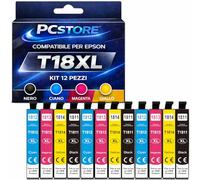PcStore Cartucce Compatibili Epson 18XL Multipack (12 Pezzi: 3 Set Completi Nero + Ciano + Magenta + Giallo) per XP-30 XP-102 XP-202 XP-205 XP-212 XP-215 XP-225 XP-302 XP-305 XP-312 XP-315 XP-322 XP-3