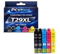 PcStore Cartucce Compatibili Epson 29XL (5 Pezzi: 2 Nero T2991 + Ciano + Magenta + Giallo) per XP-235 XP-245 XP-255 XP-330 XP-332 XP-335 XP-342 XP-345 XP-430 XP-432 XP-435 XP-442 XP-445