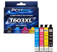 PcStore Cartucce Compatibili Epson 603XL Multipack (4 Pezzi Nero Ciano Magenta Giallo) XP-2100 XP-2150 XP-3155 XP-4155 WF-2835 WF-2845 WF-2850