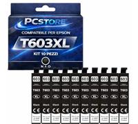 PcStore Cartucce Compatibili Epson 603XL Nero (10 Pezzi Multipack) XP-2100 XP-2150 XP-3155 XP-4105 XP-4155 WF-2830 WF-2840 WF-2850 WF-2870 Alta Resa