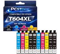 PcStore Cartucce Compatibili Epson 604XL Multipack 10 Pezzi (4 Nero + 2 Ciano 2 Magenta 2 Giallo) - Alta Capacità XL - per Epson XP-2200 XP-3200 XP-4200 WF-2910 WF-2930 WF-2950