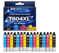 PcStore Cartucce Compatibili Epson 604XL - Multipack 16 (4 Set Completi Nero Ciano Magenta Giallo) XL - per XP-2200 XP-3200 XP-4200 WF-2930DWF WF-2950DWF