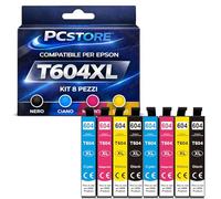 PcStore Cartucce Compatibili Epson 604XL Multipack 8 Pezzi (2 Set Completi Nero Ciano Magenta Giallo) - Alta Capacità XL - per Epson XP-2200 XP-3200 XP-4200 WF-2910 WF-2930 WF-2950