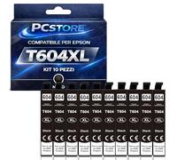 PcStore Cartucce Compatibili Epson 604XL Nero - Multipack 10 Nero XL Alta Capacità - per XP-2200 XP-2205 XP-3200 XP-3205 XP-4200 XP-4205 WF-2910DWF WF-2930DWF WF-2935DWF WF-2950DWF
