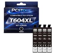 PcStore Cartucce Compatibili Epson 604XL Nero - Multipack 4x Nero XL Alta Capacità - per XP-2200 XP-2205 XP-3200 XP-3205 XP-4200 XP-4205 WF-2910DWF WF-2930DWF WF-2935DWF WF-2950DWF