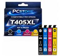 PcStore Cartucce Compatibili Epson T405XL Serie Completa 4 Pezzi Nero Ciano Magenta Giallo per WorkForce Pro WF-3820DWF WF-3825DWF WF-4820DWF WF-4825DWF WF-4830DTWF WF-7830DTWF WF-7835DTWF WF-7840DTWF