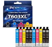 PcStore Cartucce Epson 603XL Compatibili Multipack 10 Pezzi 4 Nero + 6 Colori XL per XP-2100 XP-2105 XP-2150 XP-2155 XP-3105 XP-3150 XP-3155 XP-4105 XP-4150 XP-4155 WF-2810 WF-2820 WF-2830 WF-2835