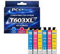 PcStore Cartucce T603XL Compatibili con Epson, Ciano Magenta Giallo, 6 Pezzi, Alta Capacità, per XP-2100 XP-2105 XP-3150 XP-4155 WF-2810 WF-2850