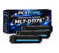 PcStore D117S / D117 3 Toner Compatibili Samsung MLT-D117S Nero | Kit 3 Pezzi Alta Resa | Compatibile con Samsung SCX-4655F SCX-4655FN