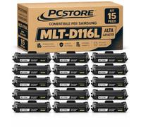 PcStore Kit 15 Toner Compatibili MLT-D116L D116L con New Chip V3.0 per Samsung Xpress M2625 M2675 M2825 M2835 M2875 M2885 | Nero | 3.000 Pagine per Toner