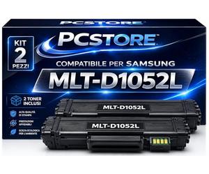 PcStore Kit 2 Toner 1052L / D105 Compatibile per Samsung SCX-4600 SCX-4600FN SCX-4623F SCX-4623FN SCX-4623FW, ML-1910 ML-1911 ML-1915 ML-2525 ML-2525W ML-2580N, SF-650, SF-650P | MLT-D1052L Nero