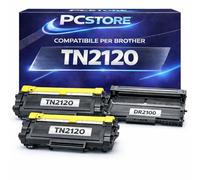 PcStore Kit 2 Toner Compatibili TN2120 TN330 TN360 + Drum DR2100 per Brother HL2140 HL2150N HL2170W DCP7030 DCP7040 DCP7045N MFC7320 MFC7340 MFC7345DN MFC7440N MFC7840W Nero Alta Resa