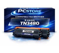 PcStore Kit 2 Toner Compatibili TN3480 per Brother - 2 x 8.000 Pagine Alta Capacità, Nero Profondo, per HL-L5000D HL-L5100DN HL-L5200DW HL-L6250DN HL-L6300DW HL-L6400DW DCP-L5500DN DCP-L6600DW