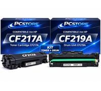 PcStore Kit Compatibile HP CF217A + CF219A | 1 Toner Nero CF217A con Chip + 1 Drum CF219A (19A) | Compatibile per HP LaserJet Pro M102w M102a MFP M130nw M130a M130fn M130fw