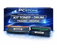 PcStore Kit Toner TN3280 (8.000 Pagine) + Drum DR3200 (25.000 Pagine) Compatibili per Brother - Set Completo per HL-5340D HL-5350DN HL-5370DW DCP-8070D DCP-8085DN MFC-8370DN MFC-8880DN MFC-8890DW
