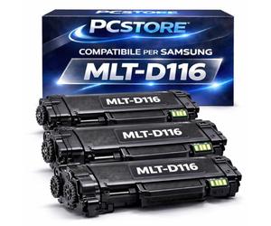 PcStore MLT-D116L MLT-D116 Toner Compatibile Samsung Xpress M2625 M2675 M2825 M2875 SL-M2625 SL-M2675 SL-M2825 SL-M2875 Nero Alta Capacità 3 Pezzi