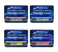 PcStore Multipack 4 Toner TN248XL Compatibili (Nero Ciano Magenta Giallo) per Brother HL-L3220CW L3240CDW DCP-L3520CDW MFC-L3740CDW L8230CDW L8240CDW L8340CDW L8390CDW | Alta Capacità