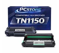 PcStore TN-1150 Toner e DR-1150 Tamburo Compatibile per Brother, Cartuccia Nero per HL-L1240W DCP-L1640W DCP-L1660W, 2 Pezzi