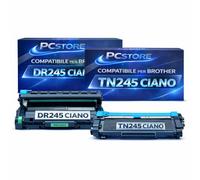 PcStore Toner Compatibile Brother TN245 Ciano + Drum DR245 - Cartuccia Toner con Tamburo per HL-3140CW, HL-3170CDW, DCP-9020CDW, MFC-9330CDW, HL-3150CDW, MFC-9140CDN, MFC-9340CDW - Colore