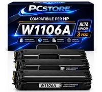 PcStore Toner Compatibile HP 106A W1106A Nero 1000 Pagine Cad. con Chip per HP Laser 107a 107w MFP 135a 135w 137fnw (KIT 3)