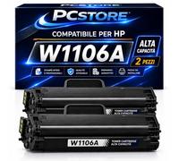 PcStore Toner Compatibile HP 106A W1106A Nero 1000 Pagine Cad. con Chip per HP Laser 107a 107w MFP 135a 135w 137fnw (KIT 2)