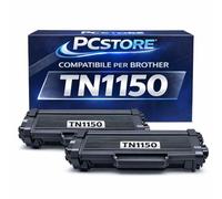 PcStore Toner Compatibile per Brother TN1150, Nero, 1000 Pagine, Confezione da 2, per HL-L1240W HL-1242W DCP-L1640W DCP-L1660W