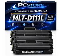PcStore Toner Compatibile Samsung MLT-D111L / D111L Nero Alta Capacità 2000 Pagine Compatibile con Xpress M2020 M2020W M2022 M2022W M2026 M2026W M2070 M2070F M2070FW M2070W New Chip (KIT 3 PEZZI)