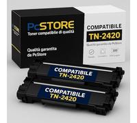 PcStore Toner Compatibile TN-2420 (2 Pezzi) per Brother HL-L2350DW, HL-L2370DN, MFC-L2710DW, L2730DW, DCP-L2510D - Nero - 3000 Pagine per Toner