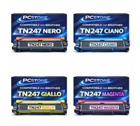 PcStore Toner Compatibili TN247 TN-247 Set 4 Colori (Nero Ciano Magenta Giallo) con Chip per Brother DCP-L3510CDW L3550CDW HL-L3210CW L3230CDW MFC-L3710CW L3750CDW L3770CDW Alta Capacità