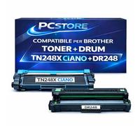PcStore Toner TN248XL Ciano Compatibile + Drum DR248 | Alta Capacità | per Brother HL-L3220CW L3240CDW L8230CDW L8240CDW DCP-L3520CDW L3560CDW MFC-L3740CDW L3760CDW L8340CDW L8390CDW