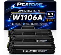PcStore W1106A 106A Toner Compatibile con HP Laser 107a 107w MFP 135a 135w 137fnw Nero (KIT 3 PEZZI)