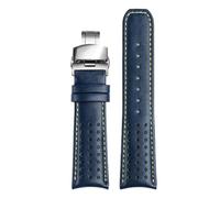 PctkeLsend Cinturino for orologio in vera pelle con estremità curva da 22/23 mm, adatto for CITIZEN Blue Angel AT8020-54L/8020-03L/JY8078(Blue YEl SR hook,22mm)