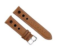 PctkeLsend Cinturino for orologio in vera pelle traspirante a 3 fori da 18/20/22 mm, adatto alla maggior parte degli orologi con bocca piatta(Brown white line,20mm)